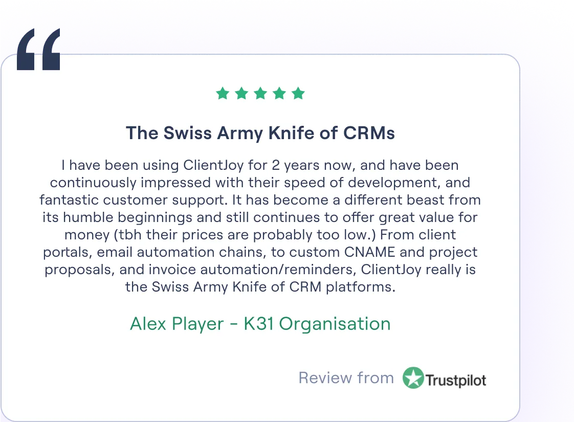 Case study testimonial light